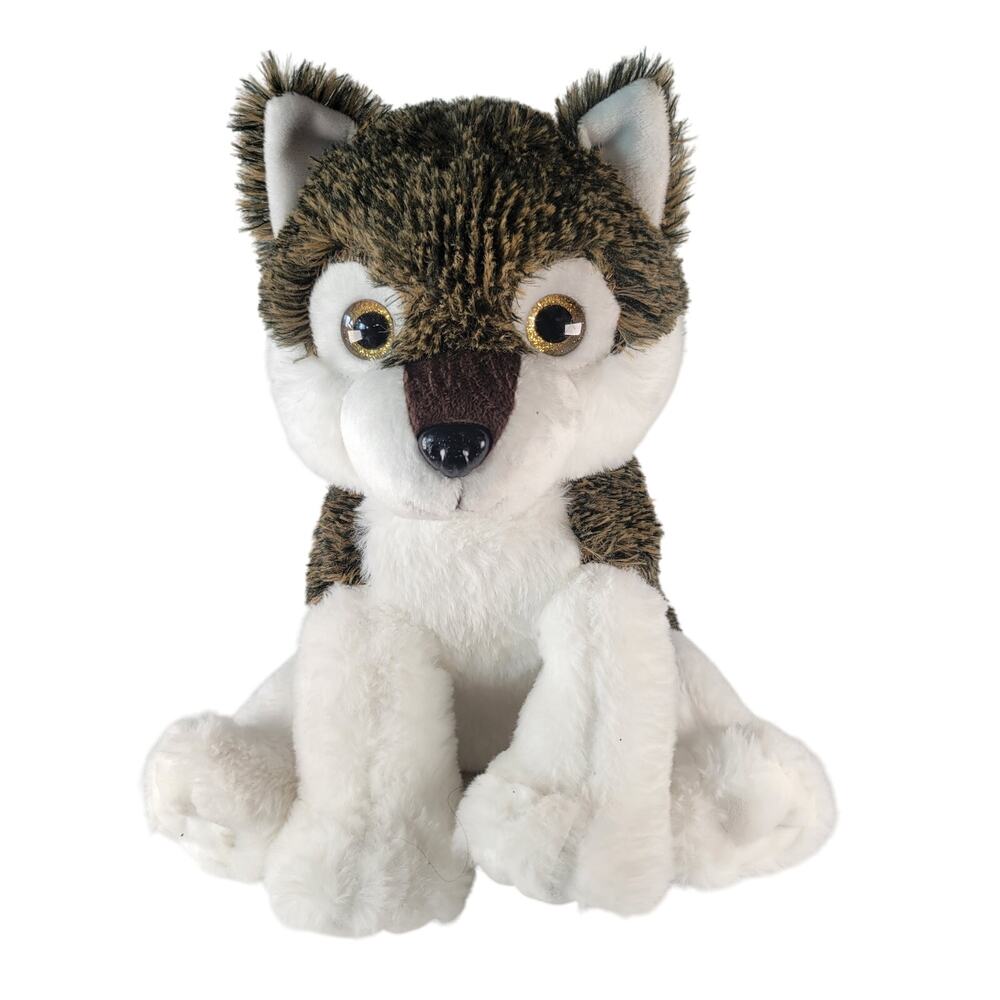 The Bear Factory Wolf Plush 13" Stuffed Animal Gold Eyes Recycled Fill 2024 Toy